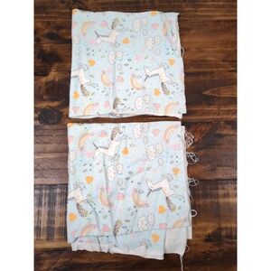 Unicorn and Rainbow Fabric 2- 20" Pieces Of Flannel blue quilting